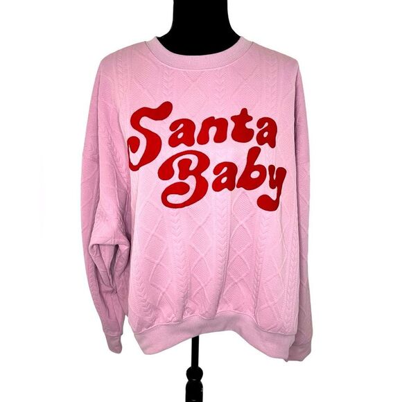 NWT GRAYSON THREAD UGLY CHRISTMAS SWEATER PINK FESTIVE SANTA BABY SWEATER - Picture 1 of 6